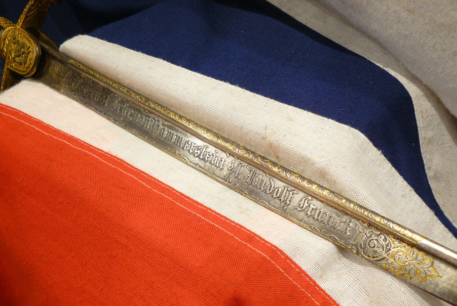 An Original, Incredibly Rare 'Damascus' Presentation Sword, An Imperial German, Damascus Steel and Gold, Sword Presented by One of Germany’s Most Powerful and Influential Families in 1887