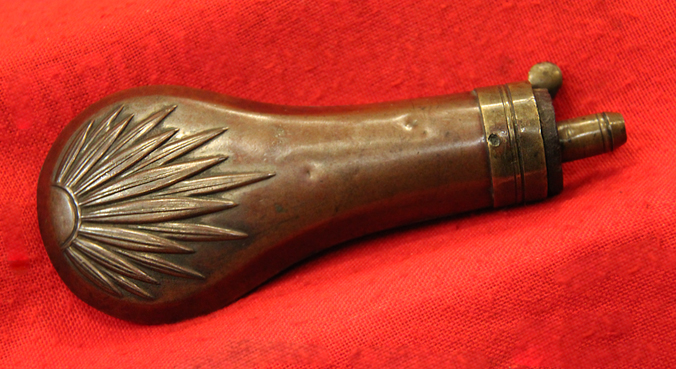 A Very Good & Highly Desirable, 19th Century Pistol Powder Flask For Cased Duellers or Revolver