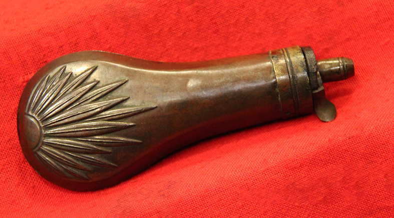 A Very Good & Highly Desirable, 19th Century Pistol Powder Flask For Cased Duellers or Revolver