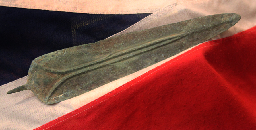 A Simply Stunning Ancient & Historical Era Greek Leaf Shaped Bronze Sword With a Distinctive Blood Channel. From the Most Iconic Period Of Ancient Greek Classical History. Around 3200 Years Old