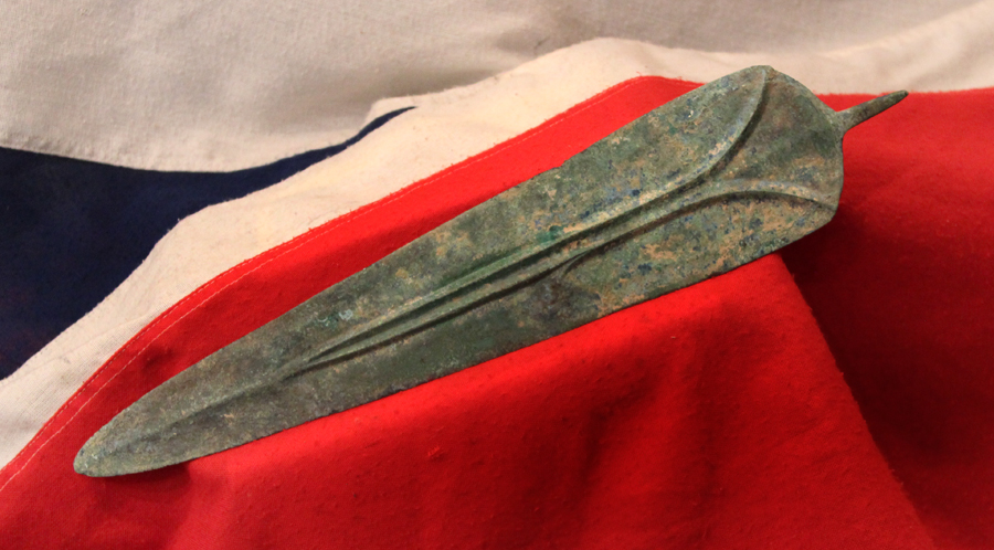 A Simply Stunning Ancient & Historical Era Greek Leaf Shaped Bronze Sword With a Distinctive Blood Channel. From the Most Iconic Period Of Ancient Greek Classical History. Around 3200 Years Old