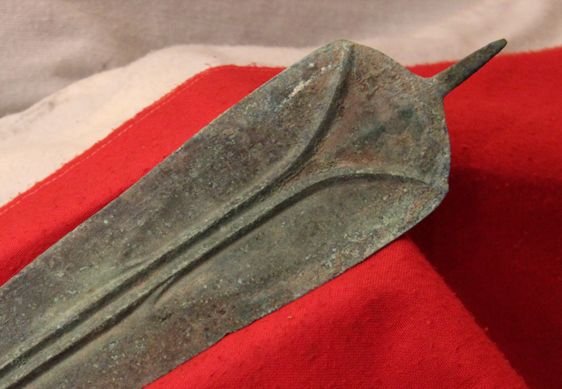 A Simply Stunning Ancient & Historical Era Greek Leaf Shaped Bronze Sword With a Distinctive Blood Channel. From the Most Iconic Period Of Ancient Greek Classical History. Around 3200 Years Old