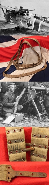 Part of a Superb WW1 Trench Warfare Collection, British and German. A Very Rare German Issue DWM Maxim Machine Gun Flyer's Cartridge Belt. From a Crashed German Fighter