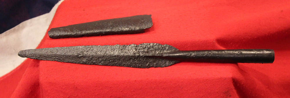 Original & Rare Anglo-Saxon Spear From The Era of King Offa to King Harold, &, What is Remarkable, It Is Complete With It’s Original Scabbard. It Is The Very First Spear From That Era, With It’s Scabbard Still Present, We Have Seen In Over 50 Years
