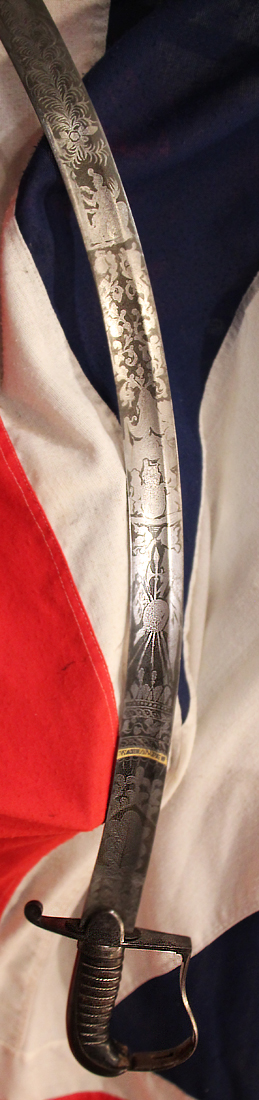 A Stunning 1796 Scottish Flank Officer's Combat Sword, Napoleonic Wars, Peninsular & Waterloo Period. For Coldstream Guards, With One Of The Most Beautiful, Finest Quality & Unique Blade Engravings We Have Ever Seen. By Hunter of Edinburgh