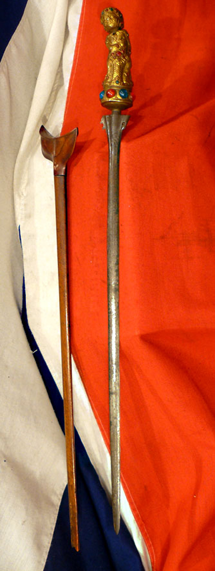 A Most Scarce and Beautiful Antique Balinese Executioner's Keris. Bayou Hindu God of Wind Hilt, 17th to 18th Century Blade, Possibly Made From Meteorite Steel