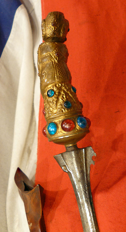 A Most Scarce and Beautiful Antique Balinese Executioner's Keris. Bayou Hindu God of Wind Hilt, 17th to 18th Century Blade, Possibly Made From Meteorite Steel