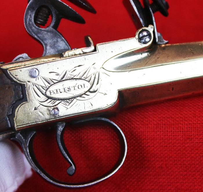 A Fabulous, 18th Century Sea Captain's Brass Cannon Barrel Pocket Blunderbuss Pistol. A Near Pair to the Pistol Presented To America’s Most Famous Revolutionary War Naval Commander John Paul Jones