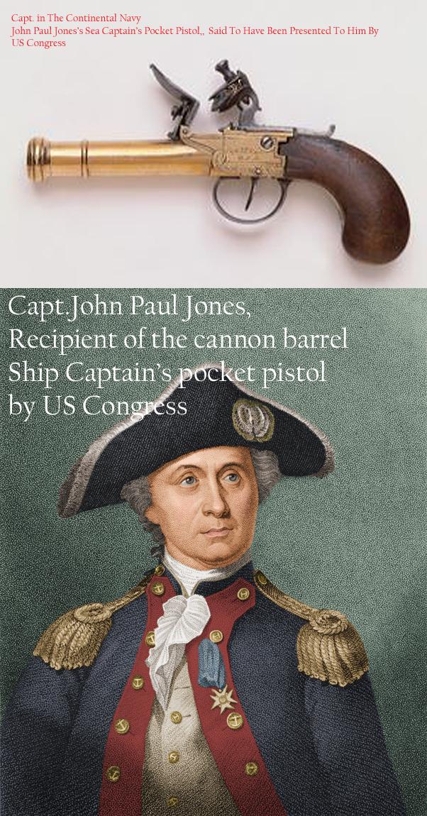 A Fabulous, 18th Century Sea Captain's Brass Cannon Barrel Pocket Blunderbuss Pistol. A Near Pair to the Pistol Presented To America’s Most Famous Revolutionary War Naval Commander John Paul Jones