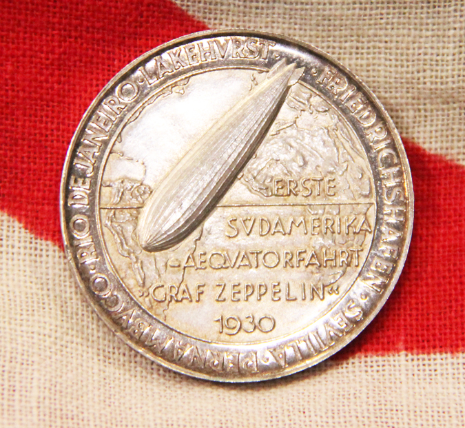 Rare German Zeppelin Aerospace Medal 1930 1st South America Brazil flight