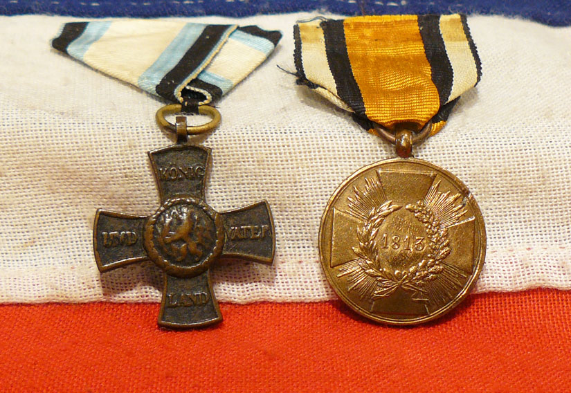 Most Rare, Original Pair of Napoleonic War Period Issued Medals, The Prussian & Bavarian Battle of Waterloo & Battle of Leipzig, One Made From Captured Cannon, Just as The British Victoria Cross Was Made From Captured Russian Cannon.