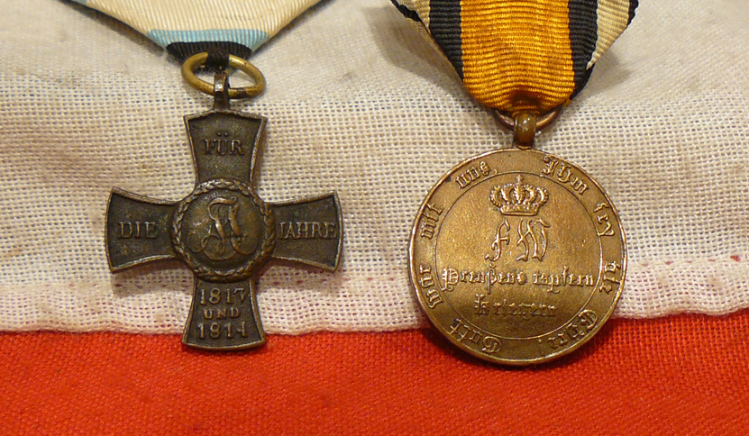 Most Rare, Original Pair of Napoleonic War Period Issued Medals, The Prussian & Bavarian Battle of Waterloo & Battle of Leipzig, One Made From Captured Cannon, Just as The British Victoria Cross Was Made From Captured Russian Cannon.