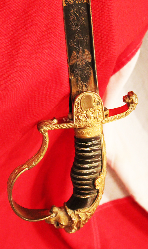 An Original, Incredibly Rare 'Damascus' Presentation Sword, Presented to the German Fuhrer of 1898, An Imperial German, Damascus Steel, Blue & Gilt, Presentation Fuhrer's Sword. Set With Genuine Rubies and Silver Crossed Cannon