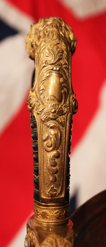 An Original, Incredibly Rare 'Damascus' Presentation Sword, Presented to the German Fuhrer of 1898, An Imperial German, Damascus Steel, Blue & Gilt, Presentation Fuhrer's Sword. Set With Genuine Rubies and Silver Crossed Cannon