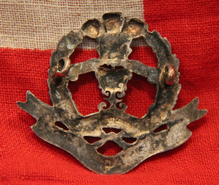 WW1 Middlesex Regt. Officer's Silver Cap Badge, With Rare Battalion Battle Patch