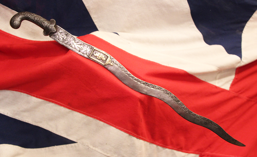 A Beautiful Antique Indian Sword Shamshir Shikargar, With An impressive and Scarce 'Naga' Serpentine Blade