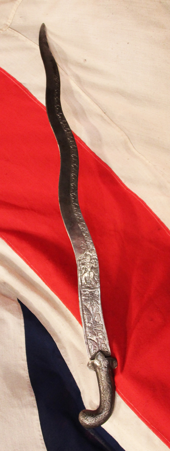 A Beautiful Antique Indian Sword Shamshir Shikargar, With An impressive and Scarce 'Naga' Serpentine Blade