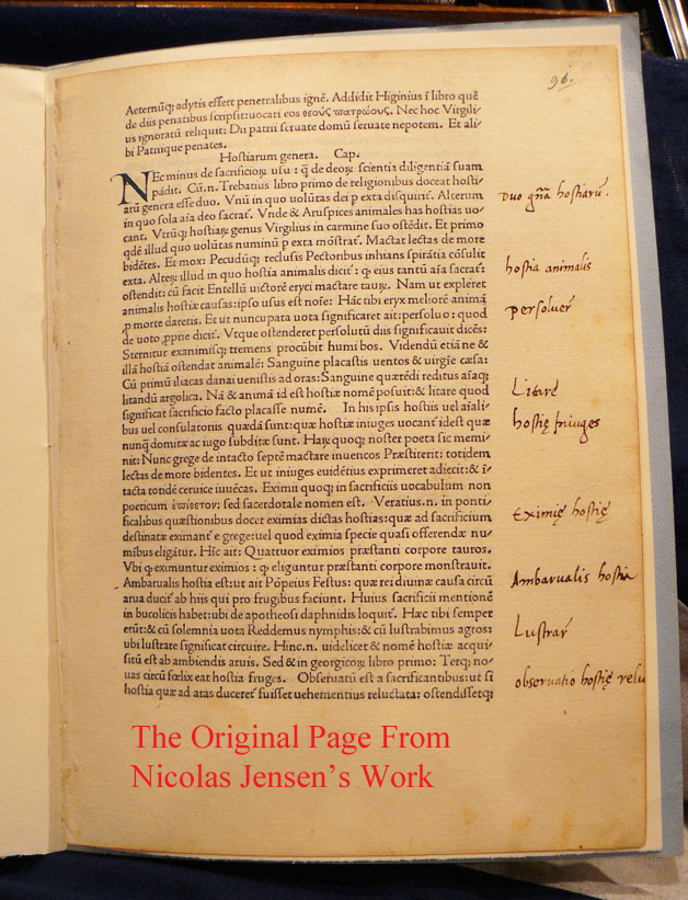 A Unique Leaf From The Published Work of Nicolas Jenson Printed in 1472
