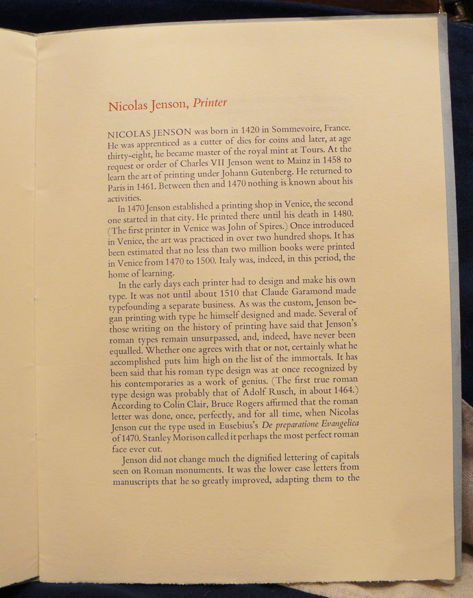 A Unique Leaf From The Published Work of Nicolas Jenson Printed in 1472