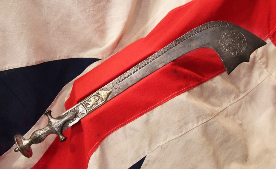 A Stunningly Beautiful and Superb Ghurka’s Antique Koftgari Decorated Silver Hilted Kora