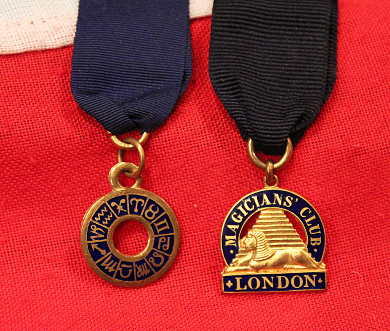 Most Rare 1920's Artefacts, of Houdini's Great Friend, of Early 20th Century Stage Magicians. The Magician's Club of London, Founded by Harry Houdini, Gold Medal Mounted Badge, & A Magic Circle Gold Medal
