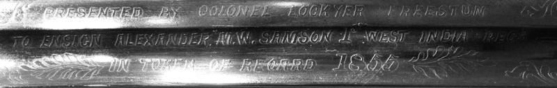 A Very Rare and Historical 1822 Pattern Presentation Sword to Ensign Alexander Samson of the Caribbean, 1st West India Regt. In 1855, From Col. Lockyer Freestun ‘Great Officer’ of the Knights Hospitallers of Jerusalem