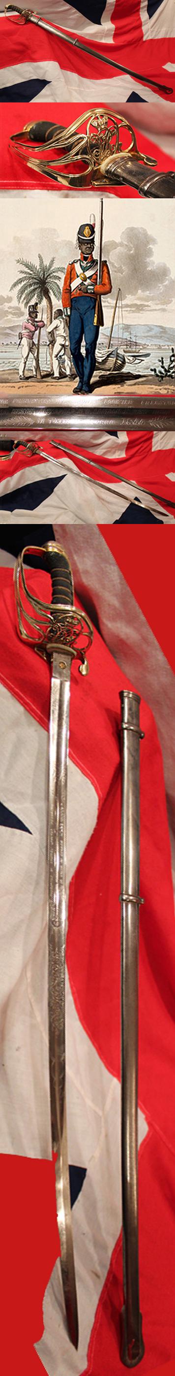 A Very Rare and Historical 1822 Pattern Presentation Sword to Ensign Alexander Samson of the Caribbean, 1st West India Regt. In 1855, From Col. Lockyer Freestun ‘Great Officer’ of the Knights Hospitallers of Jerusalem