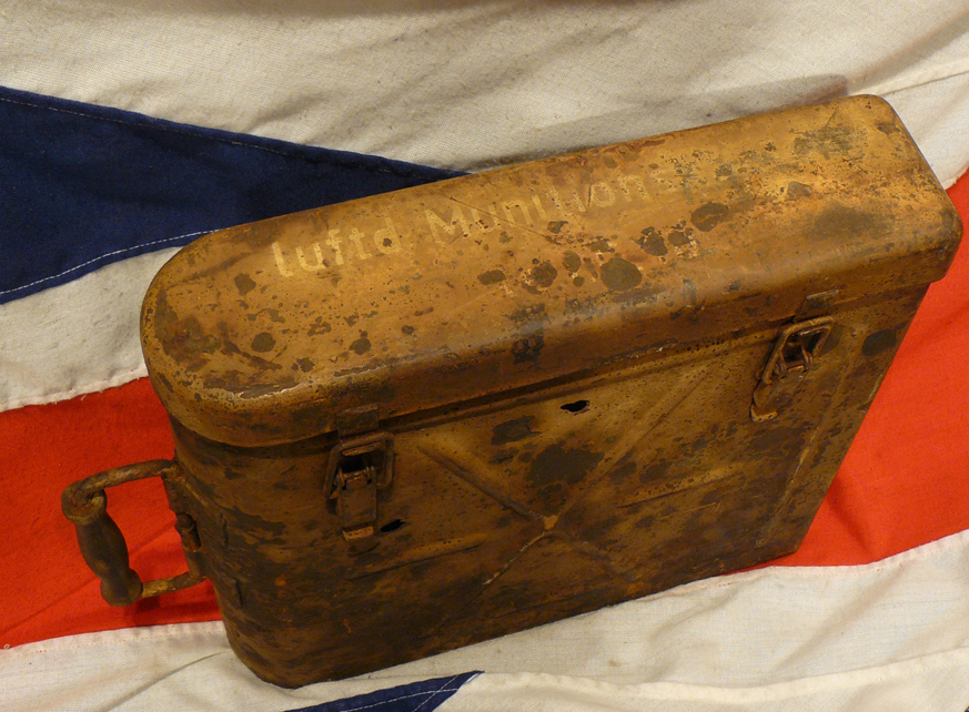 Fabulous, Very Rare WW2 German Luftwaffe Falshirmjager Mobile Artillery Shells & Case with Luftwaffe Falshirmjager Issue stamps