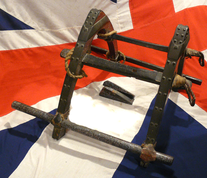 A Fabulous and Very Scarce, Mitsunaga Clan Antique Edo Period, High Rank Samurai Kunida-Gura Horse Pack-Saddle From The Clan Baggage Train, with Samurai Matsunaga Clan Kamon Crest Mounts