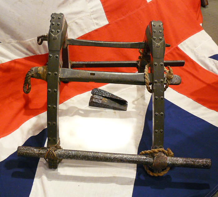 A Fabulous and Very Scarce, Mitsunaga Clan Antique Edo Period, High Rank Samurai Kunida-Gura Horse Pack-Saddle From The Clan Baggage Train, with Samurai Matsunaga Clan Kamon Crest Mounts