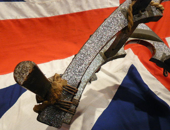 A Fabulous and Very Scarce, Mitsunaga Clan Antique Edo Period, High Rank Samurai Kunida-Gura Horse Pack-Saddle From The Clan Baggage Train, with Samurai Matsunaga Clan Kamon Crest Mounts