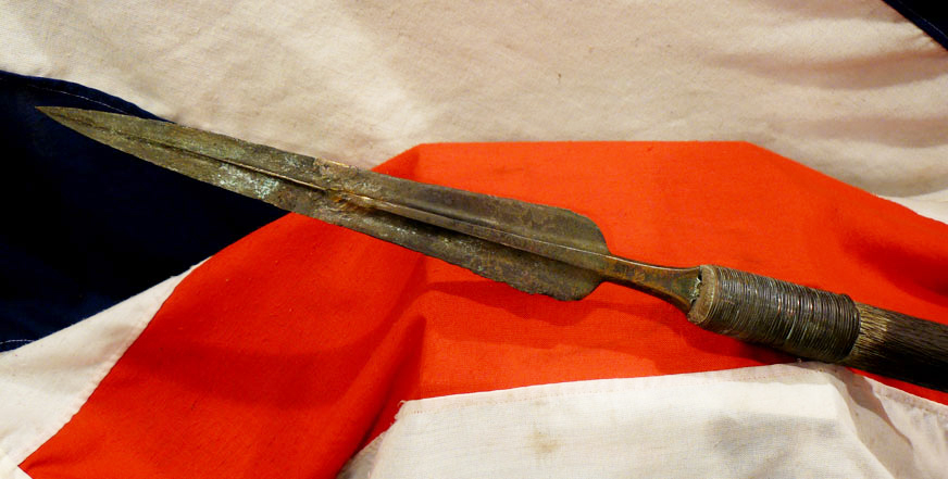 A Fascinating Original Bronze Age Spear or Lance Around 3400 Years Old From The Ancient Heroic Age, the Era of the Trojan War of Achilles and Hector. Old Oak Re-Hafted Likely a Century Or More Ago and Wire Bound