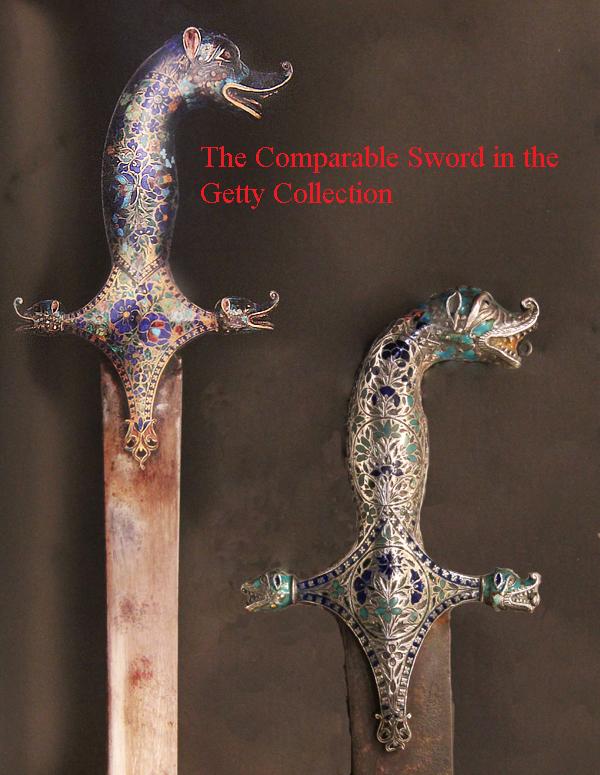 Fabulous Museum Grade Sword 18th Century Damascus Wootz Steel, Mohammed's Ladder Pattern, & Stunning Solid Silver & Enamel Makara Hilt, The 'Palace of the Nawab of Lucknow’. Probably One of The Most Beautiful & Finest Indian Princely Royal Swords