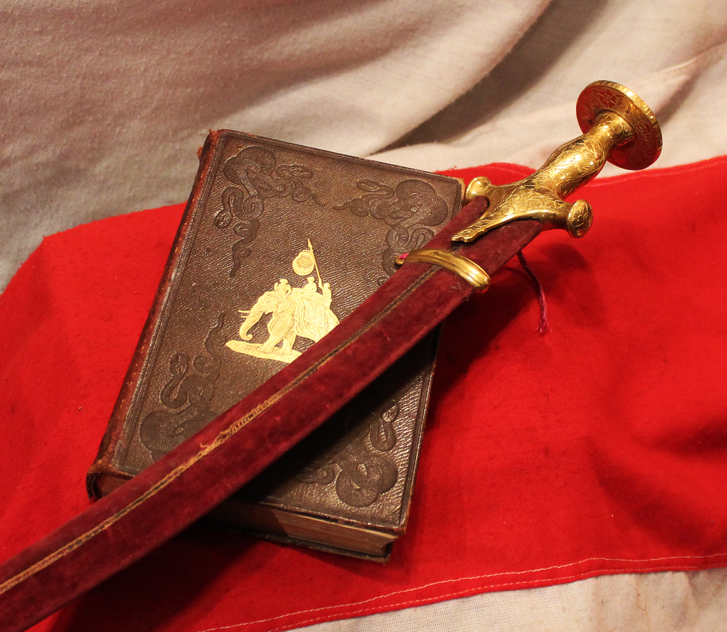 An Exceptionally Beautiful Gold Hilted Sword With ‘Laminated Damascus’ Pattern Steel Blade. A Sword of Highest Museum Quality. An Indian Prince's Tulwar, Accompanied With His Oriental Annual 1838