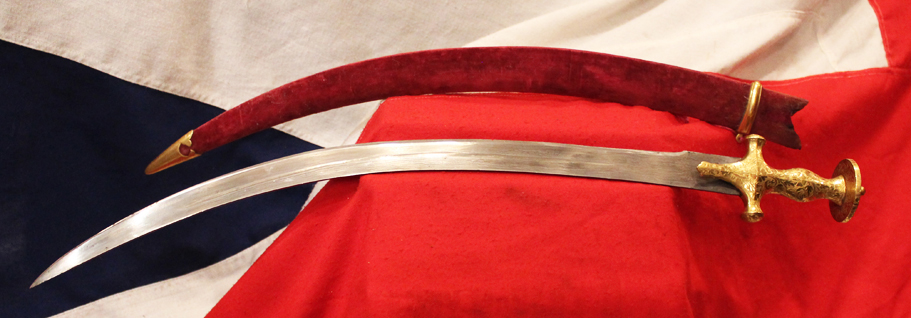 An Exceptionally Beautiful Gold Hilted Sword With ‘Laminated Damascus’ Pattern Steel Blade. A Sword of Highest Museum Quality. An Indian Prince's Tulwar, Accompanied With His Oriental Annual 1838