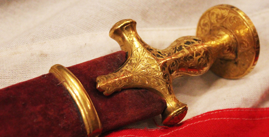 An Exceptionally Beautiful Gold Hilted Sword With ‘Laminated Damascus’ Pattern Steel Blade. A Sword of Highest Museum Quality. An Indian Prince's Tulwar, Accompanied With His Oriental Annual 1838