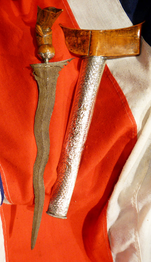 A Stunning Antique 18th Century Indonesian Silver Mounted Kris