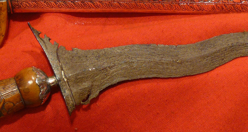 A Stunning Antique 18th Century Indonesian Silver Mounted Kris