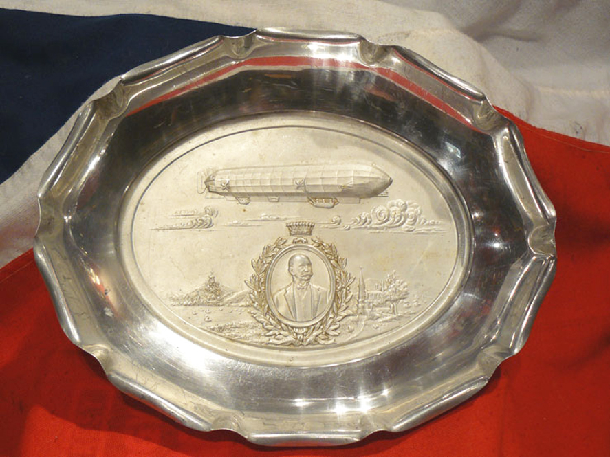 A Large Original Duraluminum Zeppelin Aeronautical Alloy Embossed Bowl