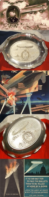 A Large Original Duraluminum Zeppelin Aeronautical Alloy Embossed Bowl