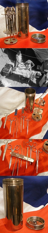 A Superb Vintage, Wartime, British Military Surgeon's Campaign Set, A Nickel Plated Medical Instrument Cylinder, With In-Built High Pressure Sterilizer