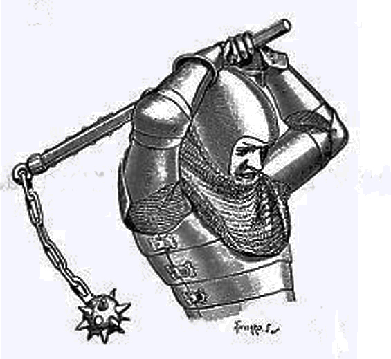 A Superb, Medieval & Most Rare, 12th-13th Century Crusader Knights Iron Flanged Battle Mace & Scorpion Flail Mace Head