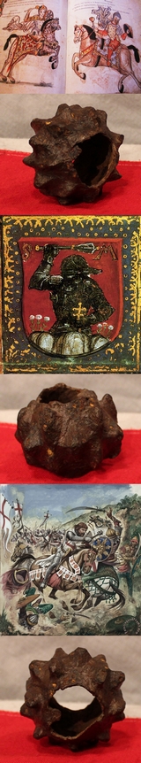 A Superb, Medieval & Most Rare, 12th-13th Century Crusader Knights Iron Flanged Battle Mace & Scorpion Flail Mace Head
