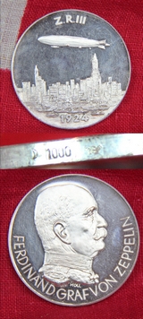 1924 Graf Zeppellin Z.R. III, The USS Los Angeles, Airship Medal, For The Flight of The Zeppelin, Previously Known As The LZ126, To America. A Most Rare Example