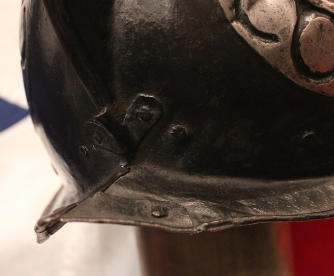 A Most Impressive Original 16th -17th Century Nuremberg 'Black and White' Comb Morion Helmet, The Very Same Form of Helmet As Was Made Famous by the Spanish Conquistador’s in Their Conquest of Central America