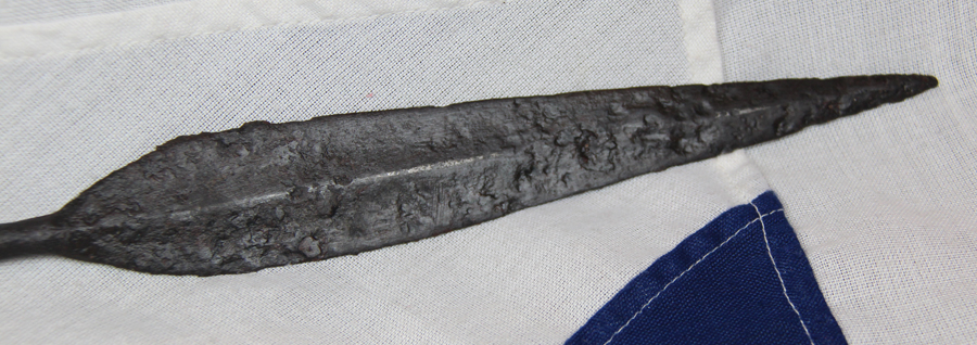 A Very Good & Most Rare Viking Period Javelin Spear, A 'Frakka' Head, ᚠᚱᛅᚴᚴᛅ. During the War Between The Aesir & The Vanir, Odin Threw A Javelin Into The Vanir Host. Circa 900 AD.