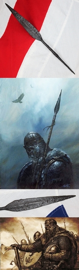 A Very Good & Most Rare Viking Period Javelin Spear, A 'Frakka' Head, ᚠᚱᛅᚴᚴᛅ. During the War Between The Aesir & The Vanir, Odin Threw A Javelin Into The Vanir Host. Circa 900 AD.