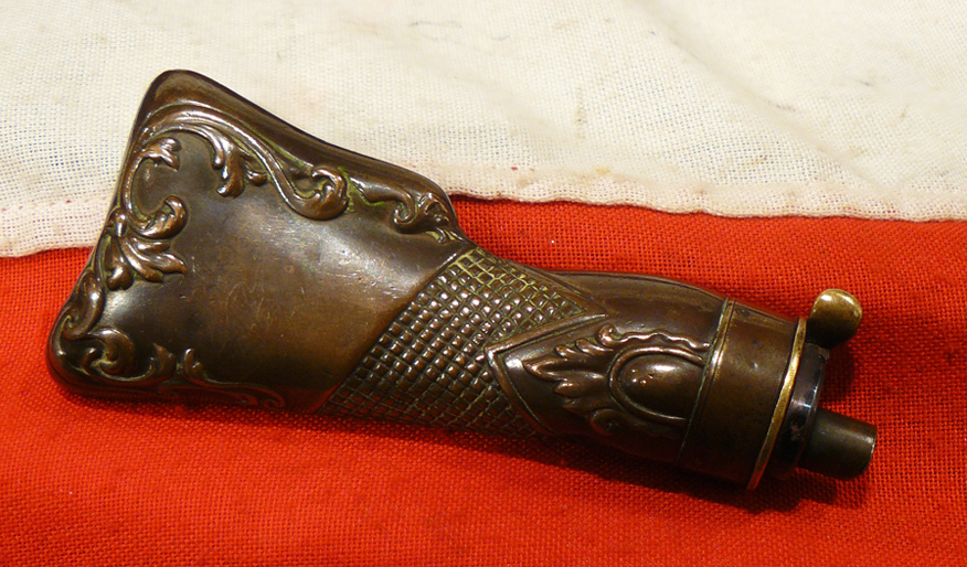 A Wonderful and Highly Desirable Original Antique Pistol Flask Shaped in the Form of a Rifle Butt