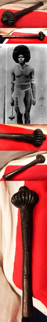 A Fine & Beautiful Museum Piece. An Original Antique Fijian Ula, A Throwing War Club. A Singularly Beautiful Example & of Exceptional Rarity, From A Fijian Warring Cannibal Tribe Circa 18th Century Lt. Bligh RN of the Mutiny On The Bounty Period