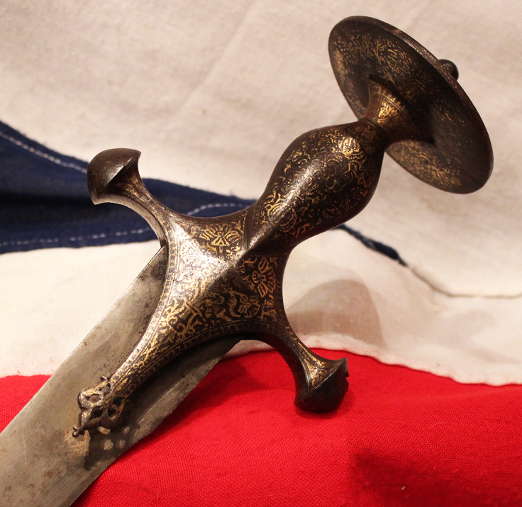 A Beautiful 18th Century Sikh Tulwar Gold Inlaid Hilt & Watered Steel Blade